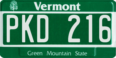 VT license plate PKD216
