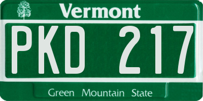 VT license plate PKD217