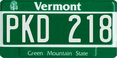 VT license plate PKD218
