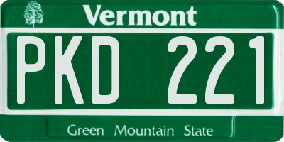 VT license plate PKD221