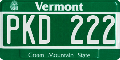 VT license plate PKD222