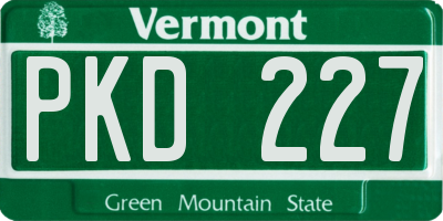 VT license plate PKD227