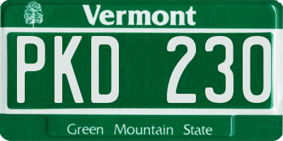 VT license plate PKD230