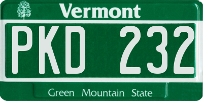 VT license plate PKD232