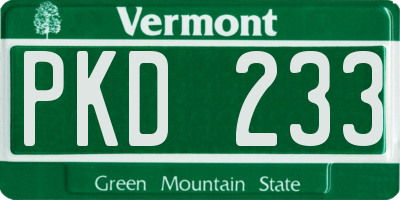 VT license plate PKD233