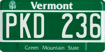 VT license plate PKD236