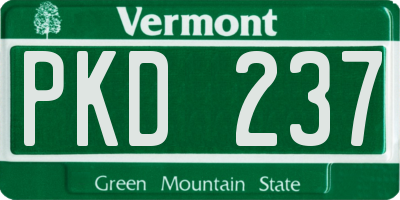 VT license plate PKD237