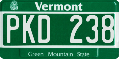 VT license plate PKD238