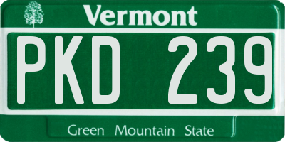 VT license plate PKD239