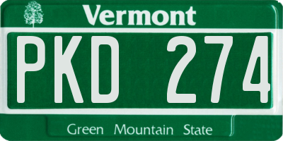 VT license plate PKD274