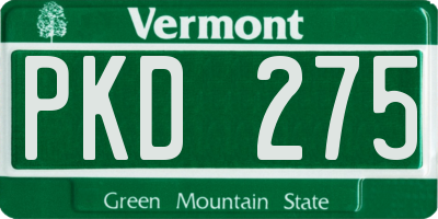 VT license plate PKD275