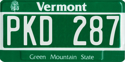 VT license plate PKD287
