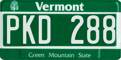 VT license plate PKD288