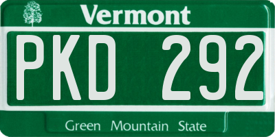 VT license plate PKD292