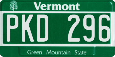 VT license plate PKD296