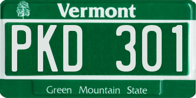 VT license plate PKD301