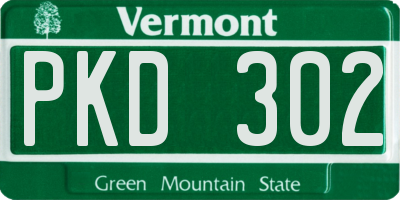 VT license plate PKD302