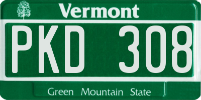 VT license plate PKD308