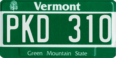 VT license plate PKD310