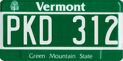 VT license plate PKD312