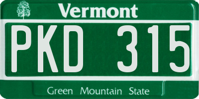 VT license plate PKD315