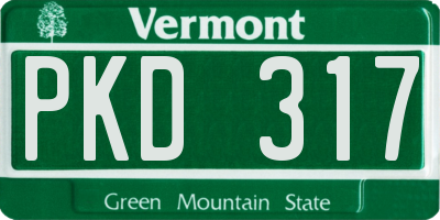 VT license plate PKD317