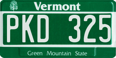 VT license plate PKD325