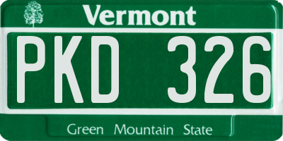 VT license plate PKD326