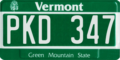 VT license plate PKD347
