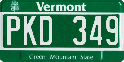 VT license plate PKD349