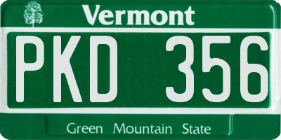VT license plate PKD356