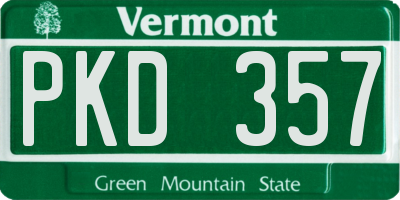 VT license plate PKD357