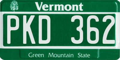 VT license plate PKD362