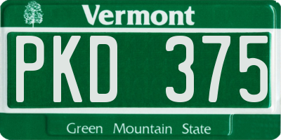 VT license plate PKD375