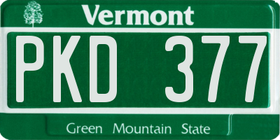 VT license plate PKD377