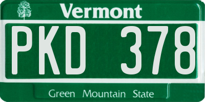 VT license plate PKD378