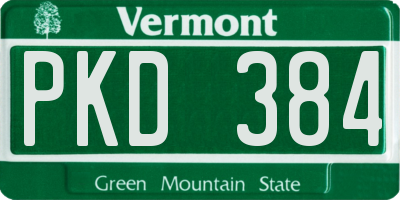 VT license plate PKD384