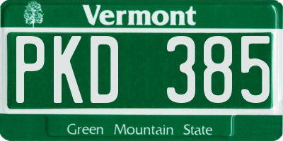 VT license plate PKD385