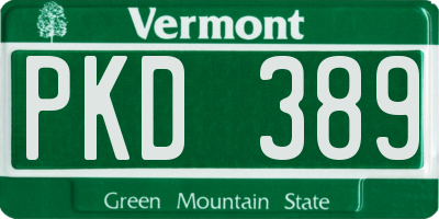 VT license plate PKD389