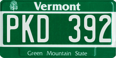 VT license plate PKD392
