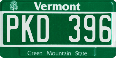 VT license plate PKD396