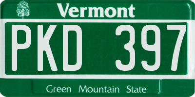 VT license plate PKD397