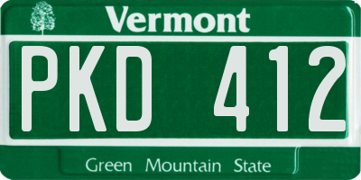 VT license plate PKD412