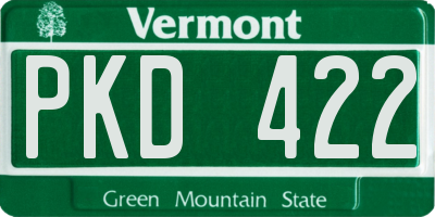 VT license plate PKD422