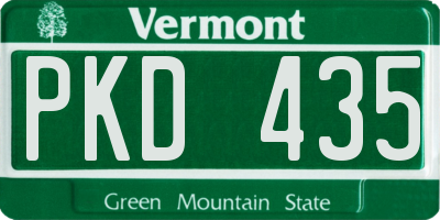 VT license plate PKD435