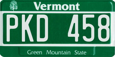 VT license plate PKD458