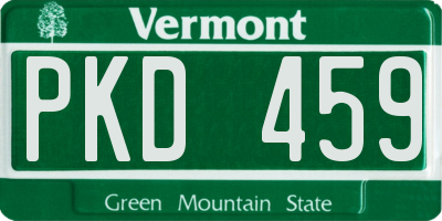 VT license plate PKD459