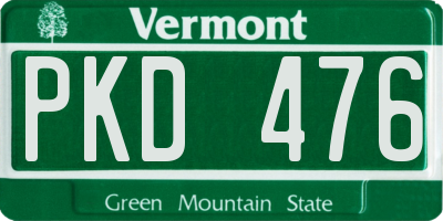 VT license plate PKD476