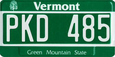 VT license plate PKD485