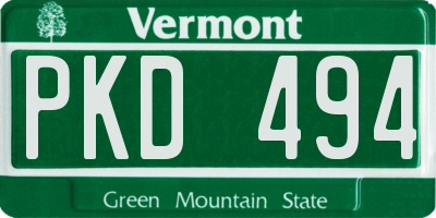 VT license plate PKD494